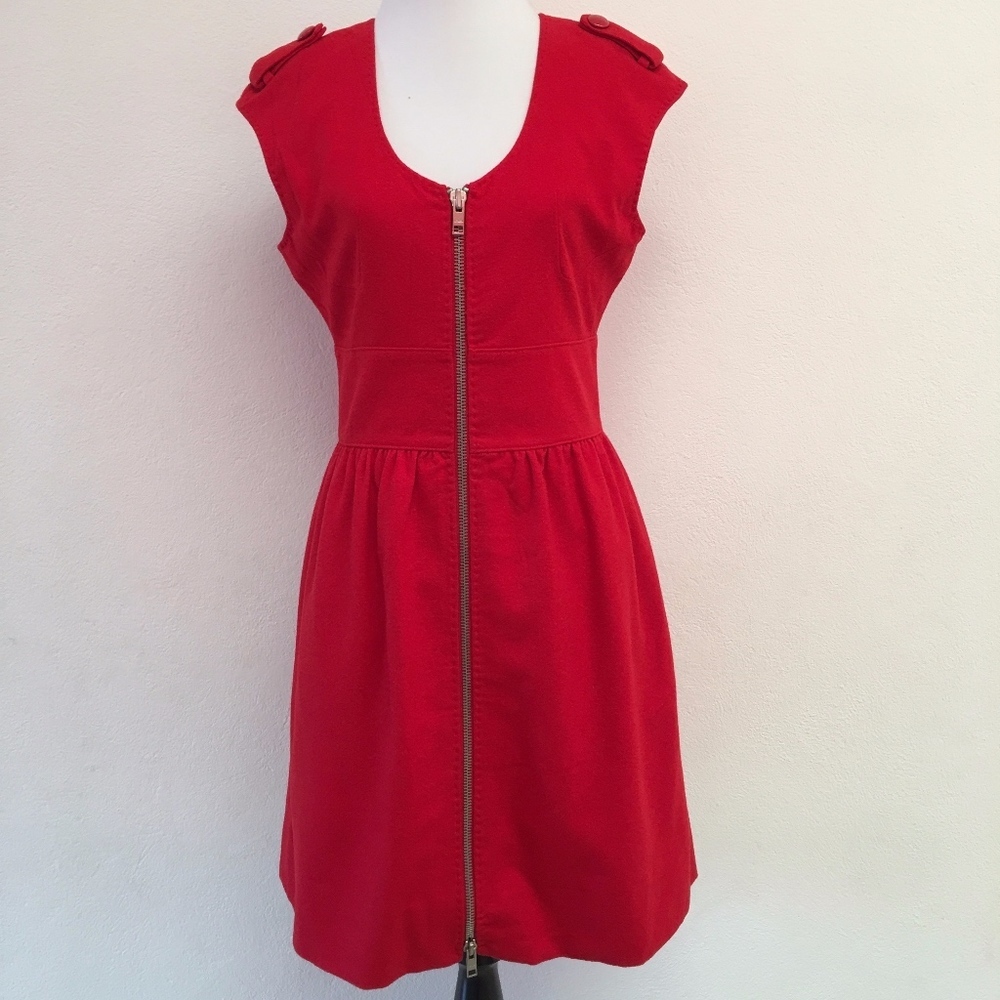 Club Monaco Red Zip Sheath Wool Dress Size 4